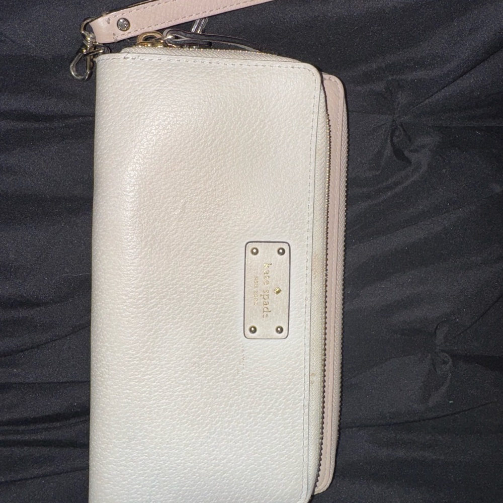 Kate Spade Cream and light pink Leather Wristlet/Wallet